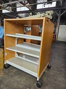 lot 21758 image: (2) Double Sided Moveable Bookshelfs