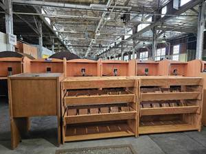 lot 21761 image: (2) CDDVD Holders and 1 Standing Wooden Desk