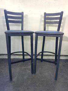 lot 22267 image: Commercial Metal Bar Stools with Ladder Back - Set of 2
