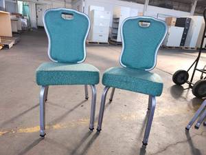lot 22294 image: (10) Commercial Stackable Banquet Chairs with Teal Upholstery and Silver Frame