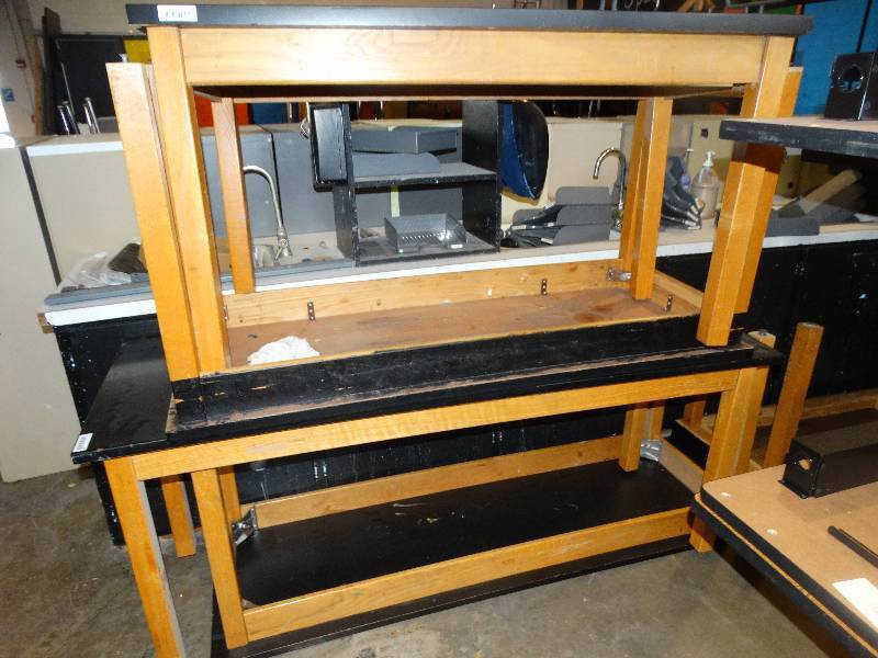 lot 707 image: 2 wood frame science lab tables