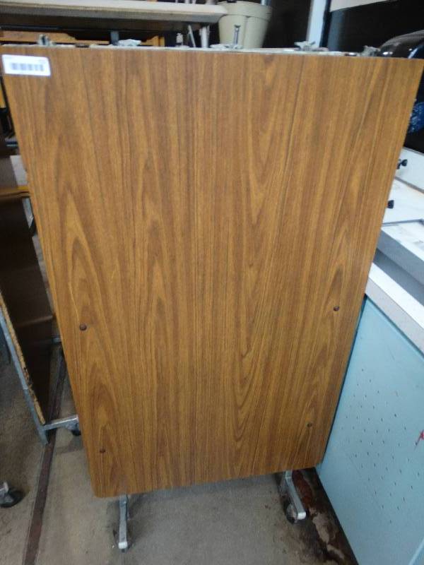 lot 721 image: 3 folding tables on wheels