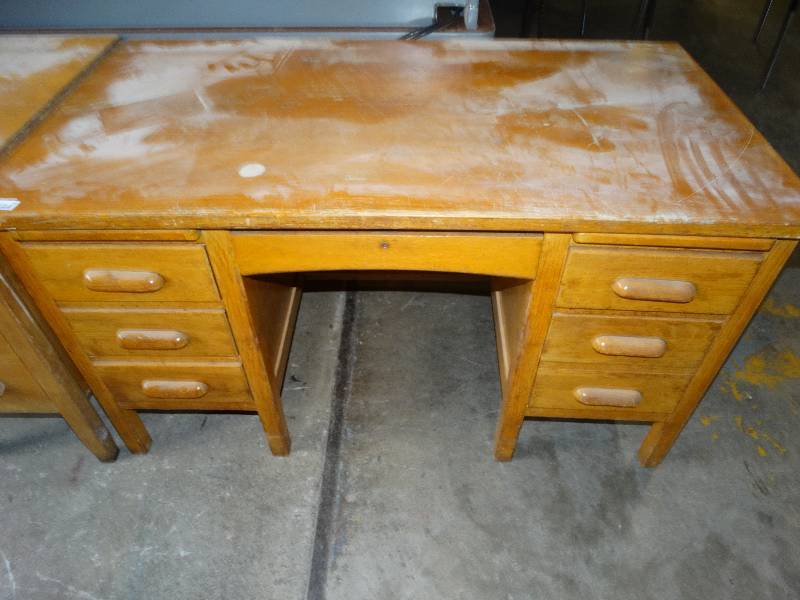 lot 737 image: Wood teachers desk