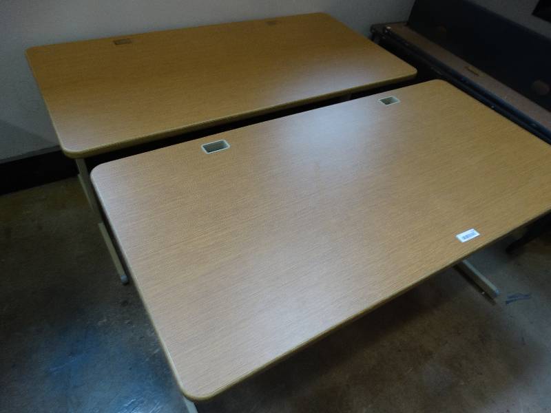 lot 742 image: 2 adjustable height classroom tables