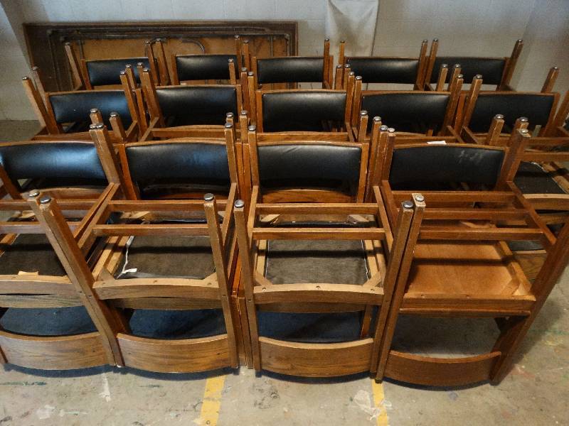 lot 775 image: 28 padded wood chairs