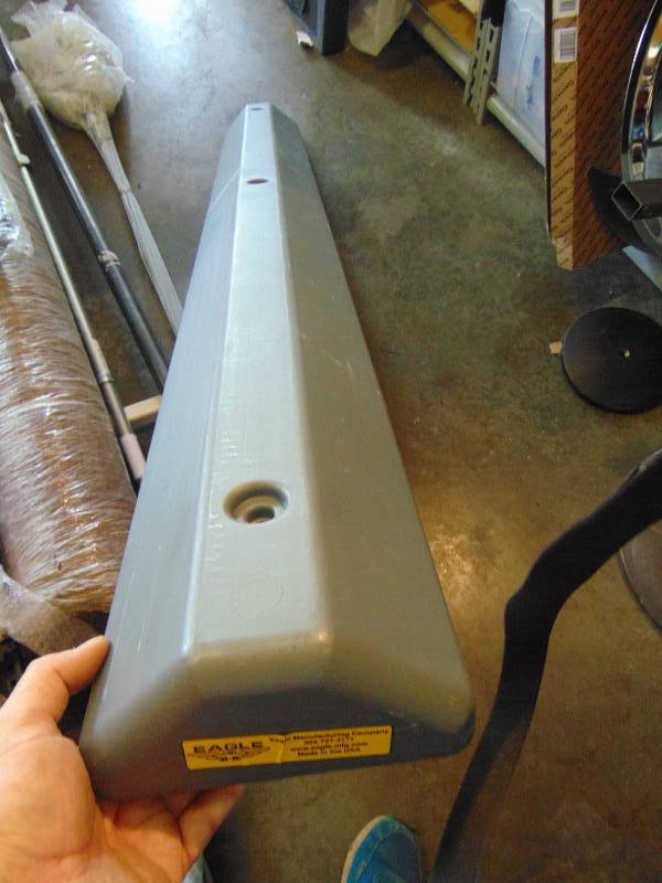 lot 2106 image: Eagle Manufacturing Composite Plastic Parking Bumper, gray, 72 x 8 x 4, mounting pins NOT included