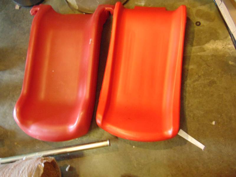 lot 2114 image: (2) composite plastic replacement slides for small playsets
