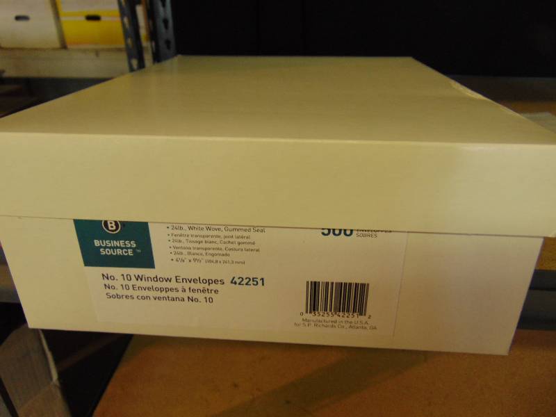 lot 2141 image: (1) box Business Source No. 10 window envelopes, PN 42251, 500 envelope per box