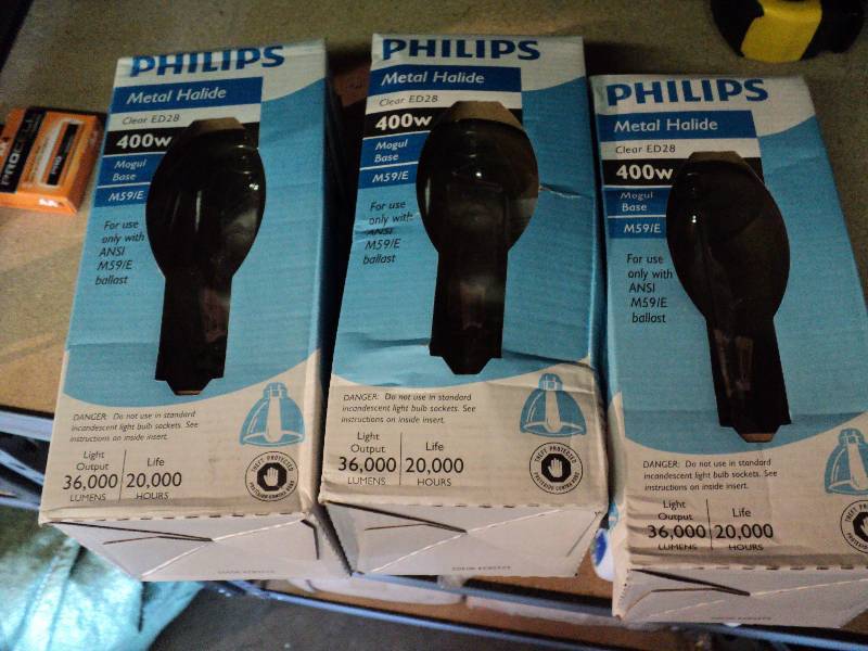 lot 2158 image: (3) ct. lot Philips 400 Watt Halogen Halide Bulbs for use with M59E Ballast