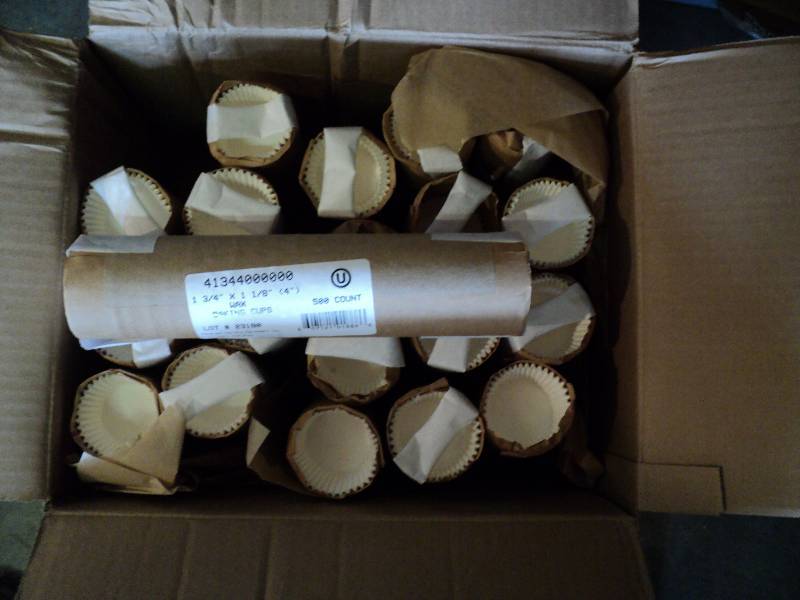 lot 2164 image: (1) box of (20) sleeve wax coated baking cups, 1-34 x 1-18 (4), 10, 000 cups per box