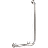 lot 2062 image: (1) L Shaped Stainless Steel Safety Grab Bar, approx 32 x 16 w end caps, mounting hardware and instructions