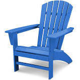 lot 2011 image: (1) Blue composite plastic Adirondack style chair, 33 x 40 w 12 seat height (approx.w slant)