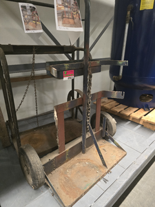 lot 9823 image: Industrial Steel Gas Cylinder Cart with Chain Restraints