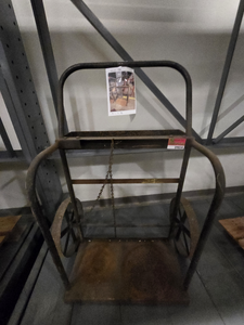lot 9824 image: Industrial Steel Gas Cylinder Cart with Wheels