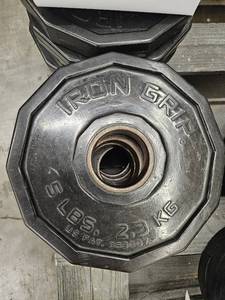 lot 9584 image: (4) Iron Grip 5lb Flat Rubber Coated Weights