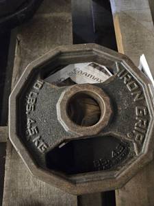 lot 9606 image: (3) 10lb Iron Grip Flat Weights