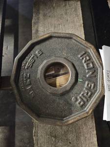 lot 9607 image: (2) 5lbs Iron Grip Flat Weights