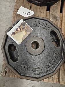 lot 9630 image: (4) 45lbs Iron Grip Flat Weights