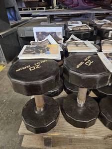 lot 9643 image: (2) 20lbs Iron Grip Dumbbell