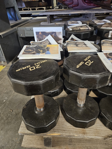 lot 9645 image: (2) 20lb Iron Grip Dumbbells