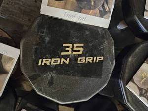 lot 9647 image: (2) 35lbs Iron Grip Dumbbells