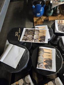 lot 9652 image: (2) 30lbs Iron Grip Dumbbells