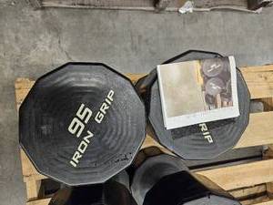 lot 9691 image: (2) 95lbs Iron Grip Dumbbells