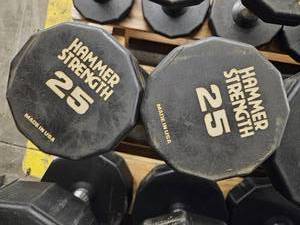 lot 9701 image: (2) 25lb Hammer Strength Dumbbells