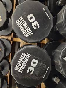 lot 9702 image: (2) 30lb Hammer Strength Dumbbells