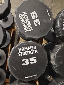lot 9703 image: (2) 35lb Hammer Strength Dumbbells