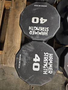lot 9704 image: (2) 40lb Hammer Strength Dumbbells