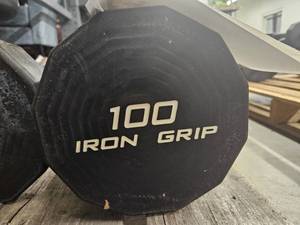 lot 9712 image: (1) 100lb Iron Grip Straight Bar