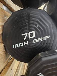lot 9718 image: (1) 70lb Iron Grip Straight Bar