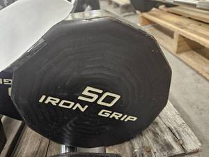 lot 9724 image: (1) 50lb Iron Grip Curl Bar