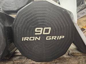 lot 9727 image: (1) 90lb Iron Grip Curl Bar