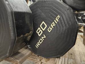 lot 9744 image: (1) 80lb Iron Grip Straight Bar
