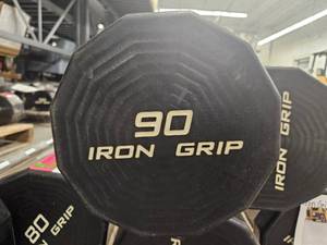 lot 9746 image: (1) 90lb Iron Grip Straight Bar