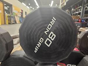 lot 9756 image: (1) 80lb Iron Grip Curl Bar