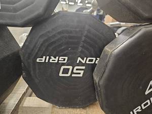 lot 9757 image: (1) 50lb Iron Grip Curl Bar