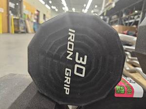 lot 9758 image: (1) 30lb Iron Grip Curl Bar