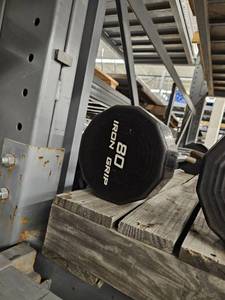 lot 9873 image: (1) 80lb Iron Grip Curl Bar