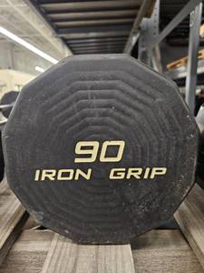 lot 9875 image: (1) 90lb Iron Grip Straight Bar