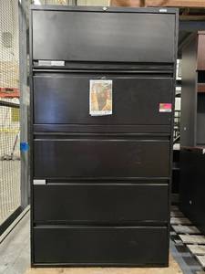 lot 10097 image: Uline 6ft Black Metal File Cabinet