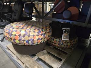lot 15731 image: (2) Multi Color Stools Ottomans