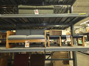 lot 15737 image: Wood Framed Couch and Bench