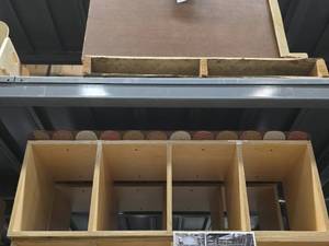 lot 23626 image: (4) Childrens Wood 4 Section Cubbie With Cushioned Top