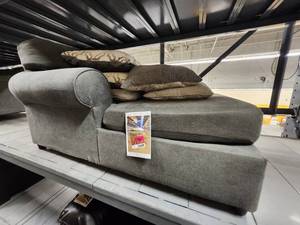 lot 15689 image: Grey Fabric Lounge Chairs W5 Decorative Pillows