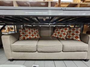 lot 15699 image: Grey And Cream Sofa W4 Decorative Pillows