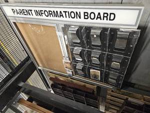 lot 23588 image: Parent Information Corkboard Display Case W Magazine Holder