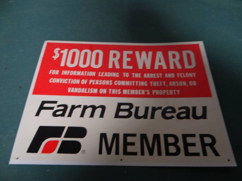 lot 601 image: Metal Farm Bureau sign